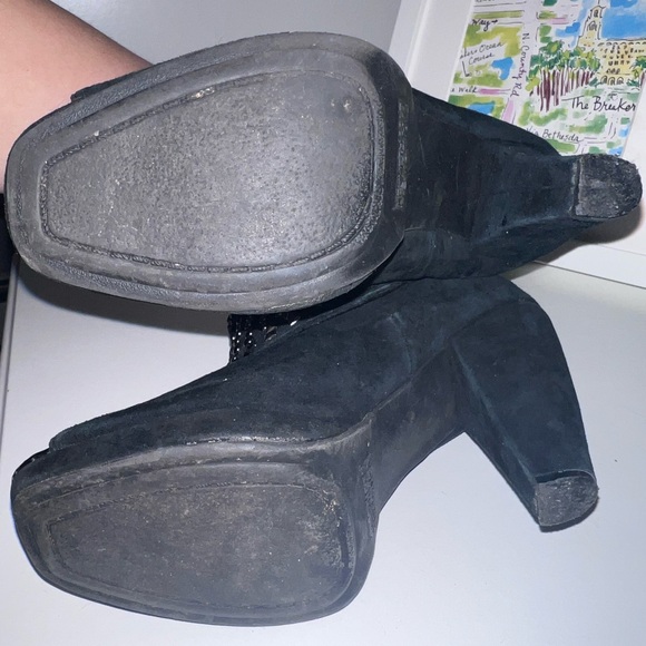 Kenneth Cole Studded Black Peep Toe Ankle Boots - Picture 9 of 14